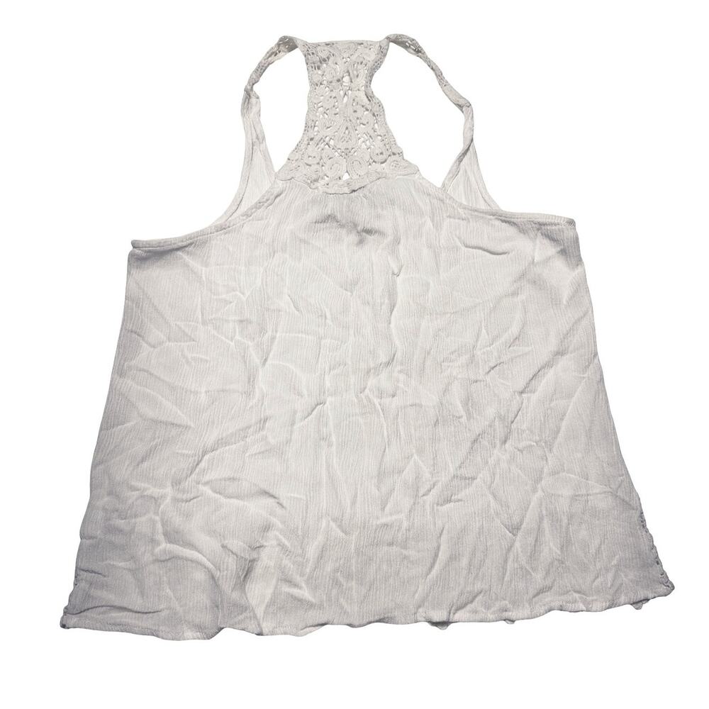 Active USA Designed In LA White Crochet Racerback Lace Hem Cami Size Small